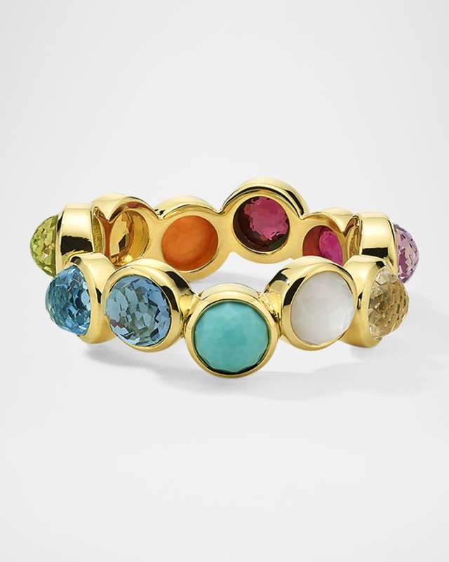 18K Gold Lollipop Bubble Ring in Rainbow